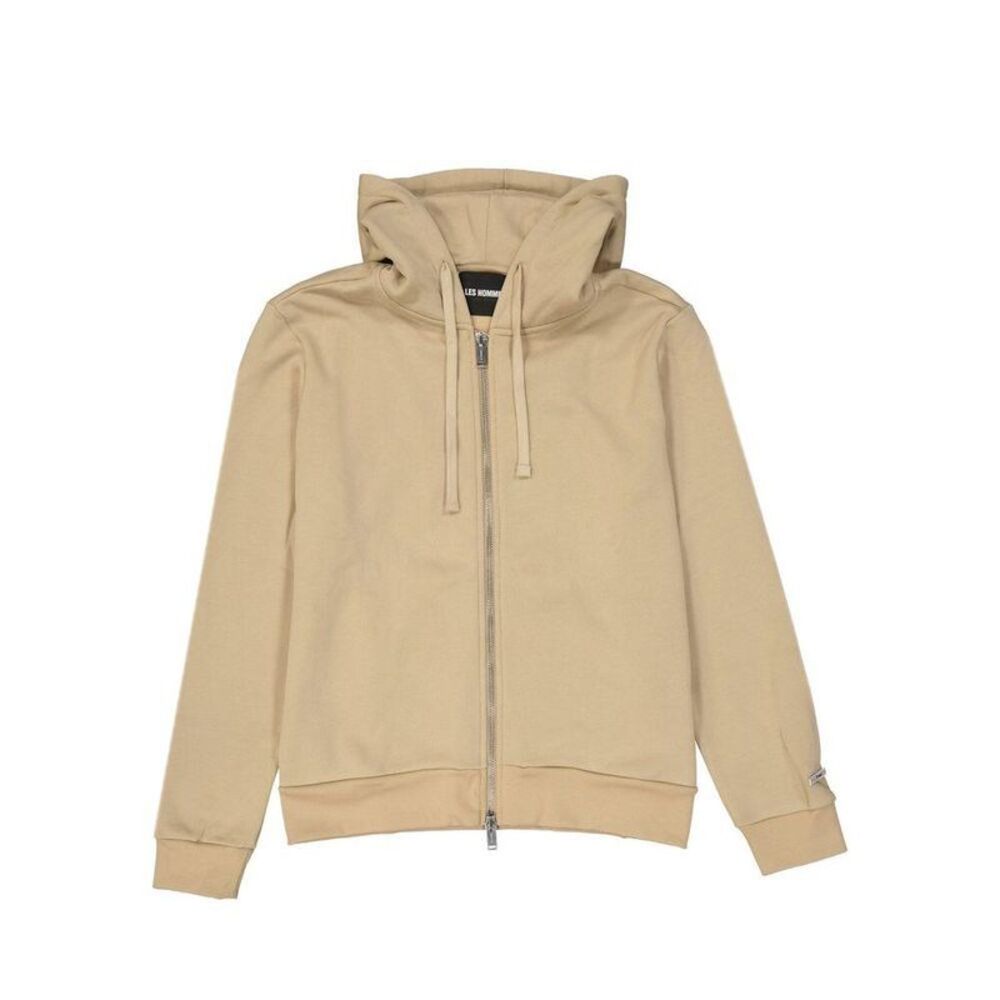 Les Hommes Cotton Sweatshirt with Ribbed Cuffs and Hem Men Beige Sweaters